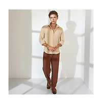 Campus Sutra Men's Butter Yellow Stripe-Creased Shirt