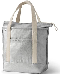 Lands' End Medium Coated Metallic 5 Pocket Zip Top Canvas Tote Bag