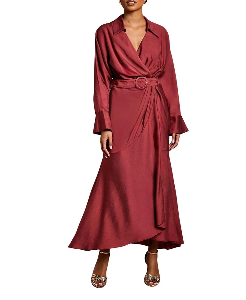 Coast Women's Long Sleeve Wrap Dress With Belt