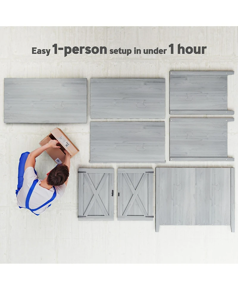 Outsunny Wood Outdoor Storage Cabinet Potting Shed with Shelf,