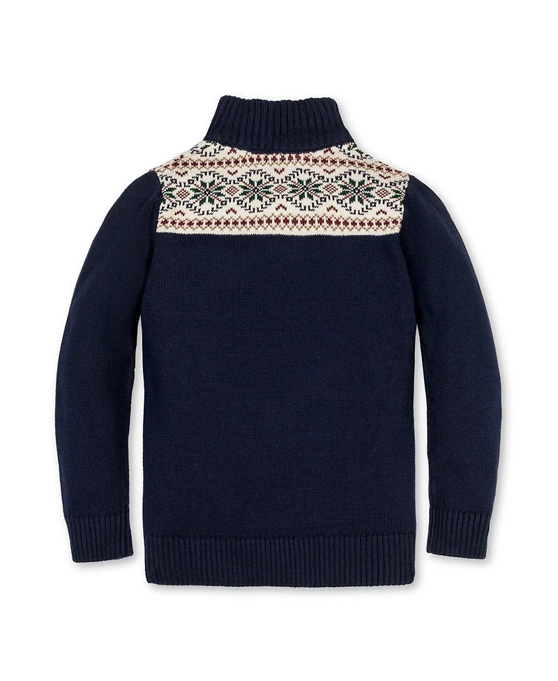 Hope & Henry Little and Big Boys' Organic Mock Neck Intarsia Sweater