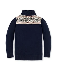 Hope & Henry Little and Big Boys' Organic Mock Neck Intarsia Sweater