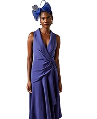 Coast Women's Shawl Collar Ruffle Hem Midi Dress