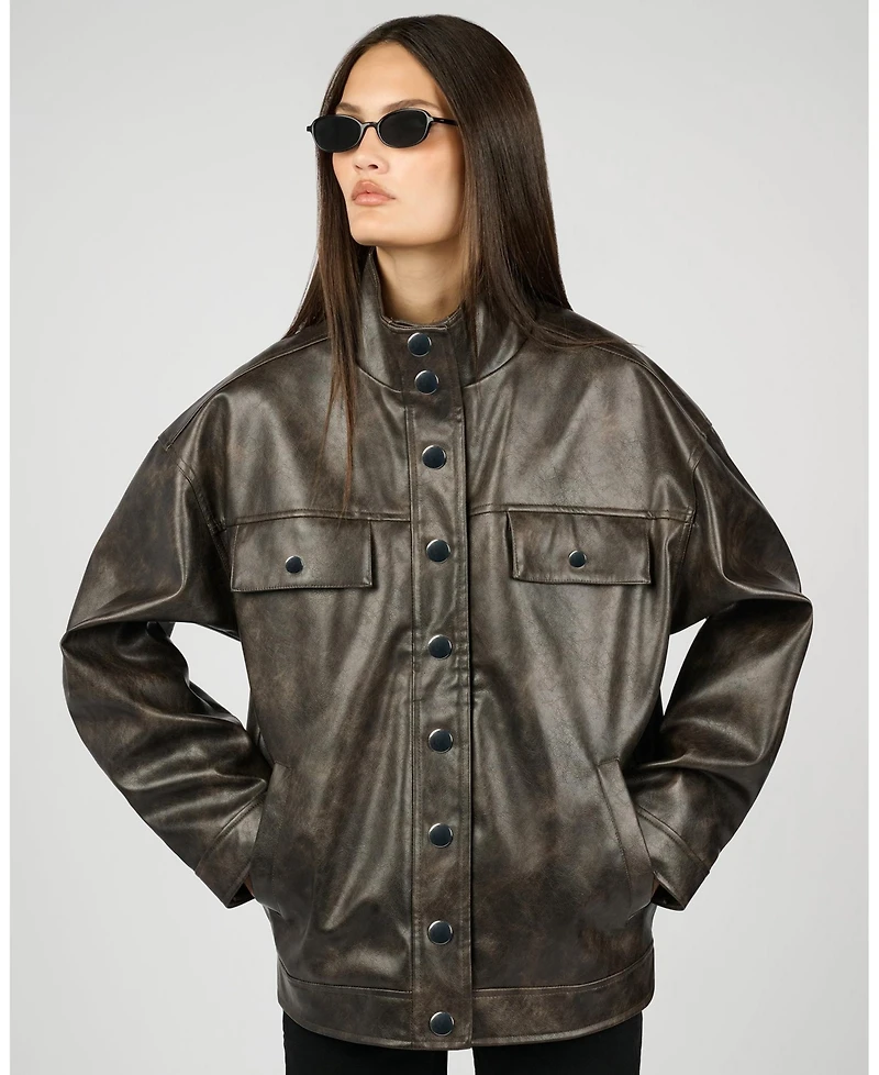 WeWoreWhat Women's 90'S Leather Jacket