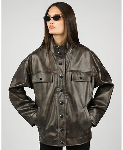 WeWoreWhat Women's 90'S Leather Jacket