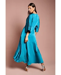 Coast Women's Satin Back Crepe Ruffle Wrap Midi Dress