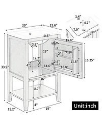 20" Bathroom Vanity with Sink, Cabinet Soft Closing Door, Storage Rack and Open Shelf, White