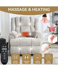 Dual Motor Heat Massage Infinite Position Up to 350 Lbs Electric Power Lift Recliners with Power-Remote, Medium-firm and Heavy Duty, Red