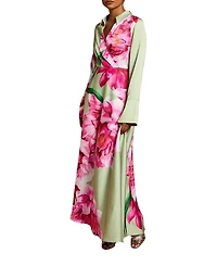 Coast Women's Placement Print Wrap Front Gown