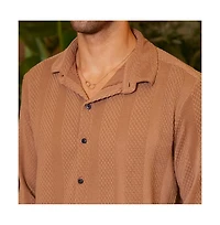Campus Sutra Men's Tan Brown Scale-Tactile Shirt