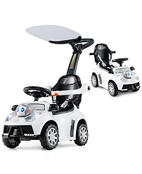 Costway Baby 3-in-1 Sliding Walker w/ Adjustable Canopy Horn Music & Light