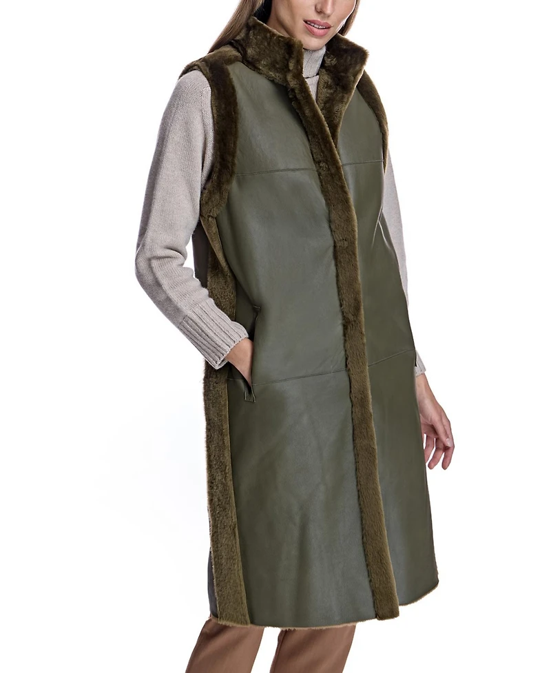 Julia & Stella by Maximilian Women's Shearling Lamb Vest