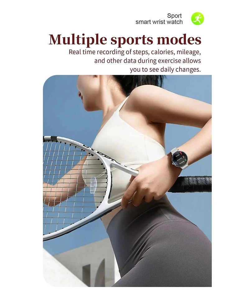 Ruxing 1.43" Amoled Smart Watch With Bluetooth Calling, Health Monitoring,Female Physiological Cycle for Women -Gold