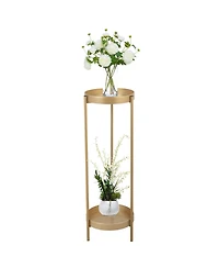 Elegant Golden Foldable 2-Tier Plant Stand for Indoor Outdoor Use