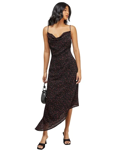 Warehouse Women's Spot Devore Cowl Neck Maxi Dress