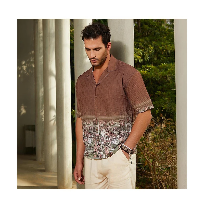 Campus Sutra Men's Ash Brown Indie-Ombre Oversized Shirt