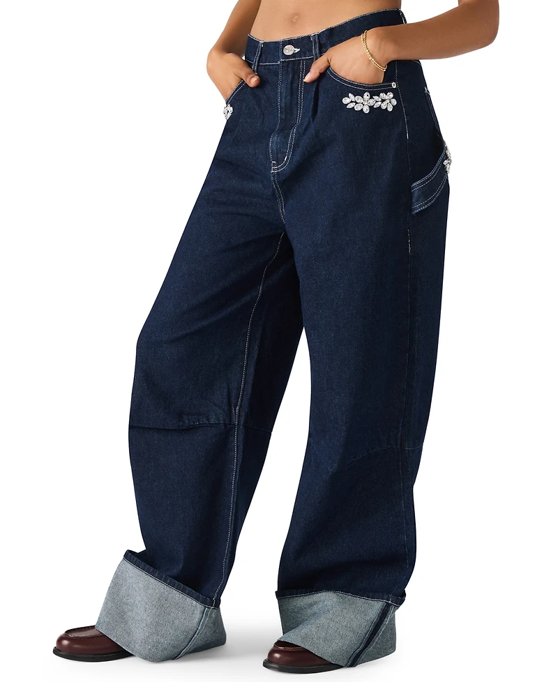 Steve Madden Women's High-Rise Wide Leg Jeans