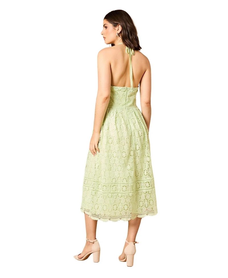 Oasis Women's Lace Detail Halterneck Midi Dress