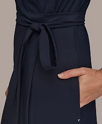 Donna Karan Weekend Women's Tricot Knit Elbow-Sleeve Collared Polo Dress