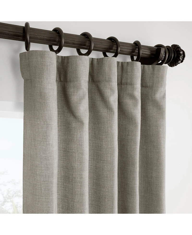 Half Price Drapes Fossil Grey Italian Faux Linen Room Darkening Curtain