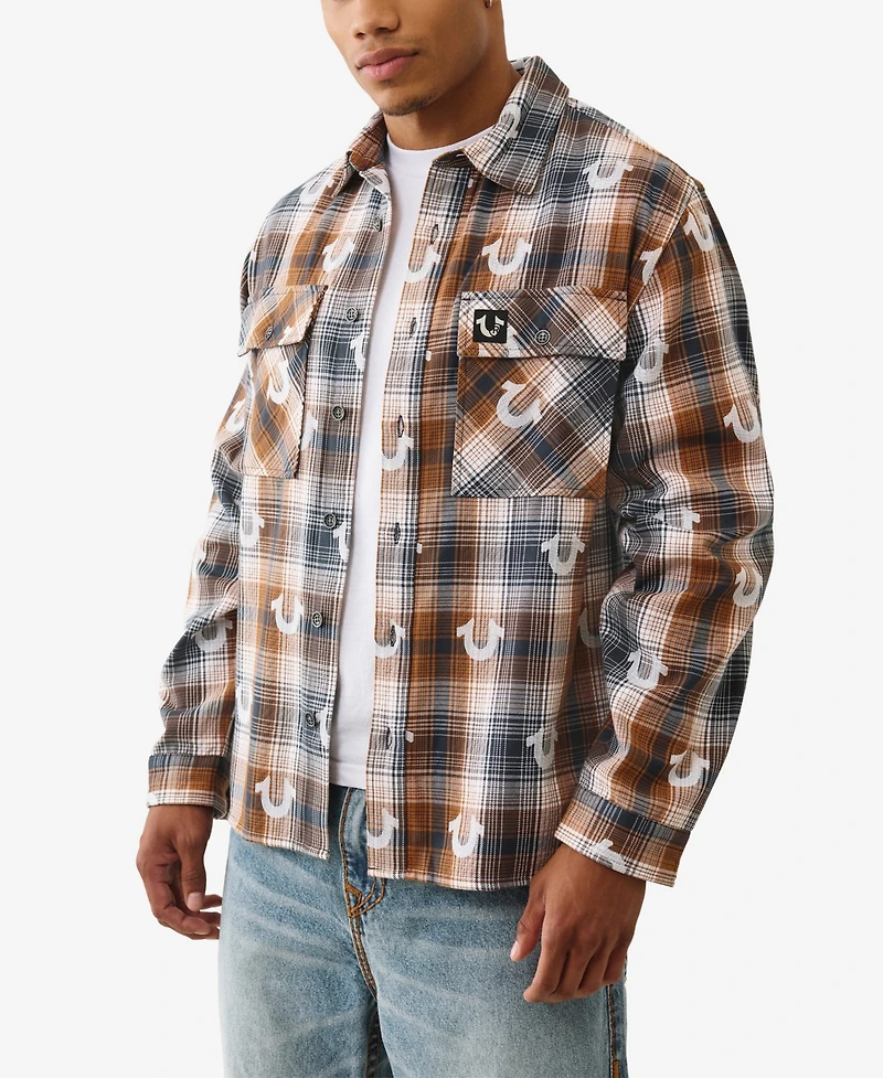 True Religion Men's Plaid Button Front Shirt