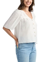 Bcx Juniors' Resort Solid Crinkle V-Neck Top