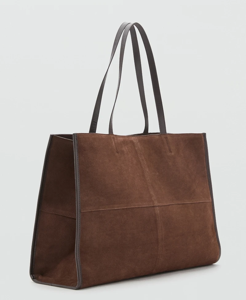 Mango Women's Suede Leather Shopper Bag
