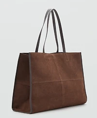Mango Women's Suede Leather Shopper Bag
