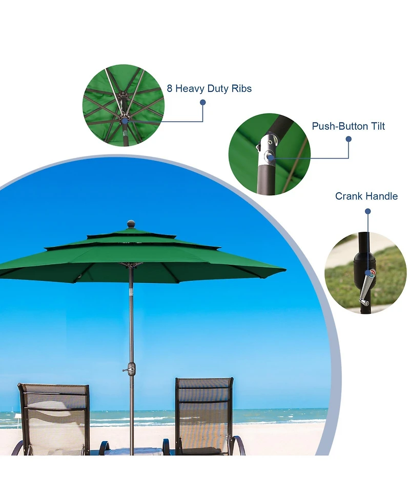 Aoodor Garden Market Umbrella - 10 Ft x 8.3 Ft Outdoor Patio Umbrella Round