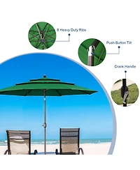 Aoodor Garden Market Umbrella - 10 Ft x 8.3 Ft Outdoor Patio Umbrella Round