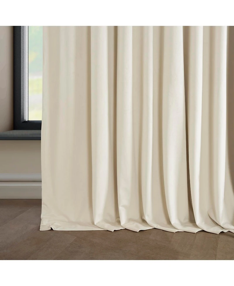 Half Price Drapes Diva Cream Extra Wide Signature Plush Velvet Hotel Blackout Curtain