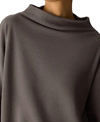 Eileen Fisher Women's Funnel Neck Long-Sleeve Box Top