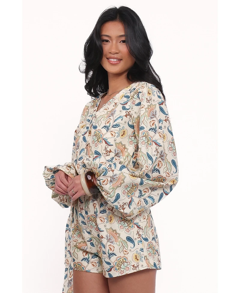 Petal and Pup Women's Soul Belted Romper - Paisley