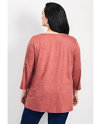 Avenue Women's Plus Casey Embroidered Top