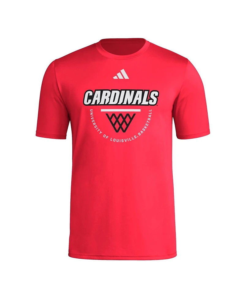 Adidas Men's Red Louisville Cardinals Basketball Practice Net Arch Pregame T-Shirt