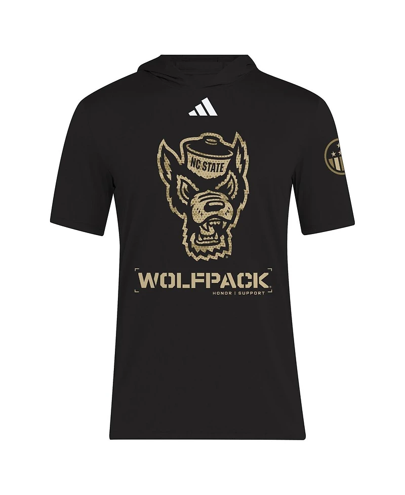 Adidas Men's Black Nc State Wolfpack 2025 Military Appreciation Aeroready Hooded T-Shirt