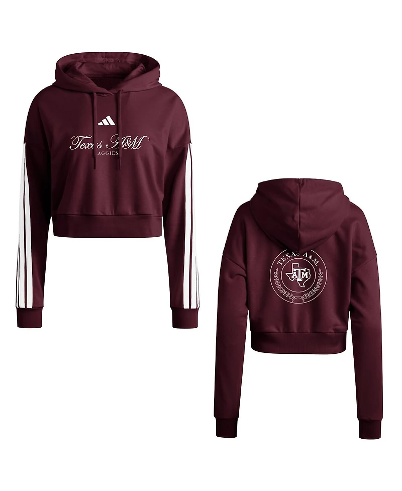 Adidas Women's Maroon Texas A&M Aggies Campus Queen Cropped Pullover Hoodie