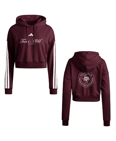 Adidas Women's Maroon Texas A&M Aggies Campus Queen Cropped Pullover Hoodie