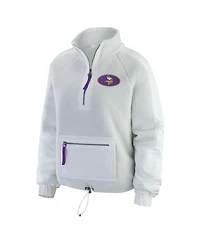 Wear by Erin Andrews Women's White Minnesota Vikings Polar Fleece Half-Zip Jacket