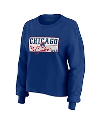 Wear by Erin Andrews Women's Royal Chicago Cubs Heavy Rugby Jersey Cropped Long Sleeve T-Shirt and Shorts Lounge Set