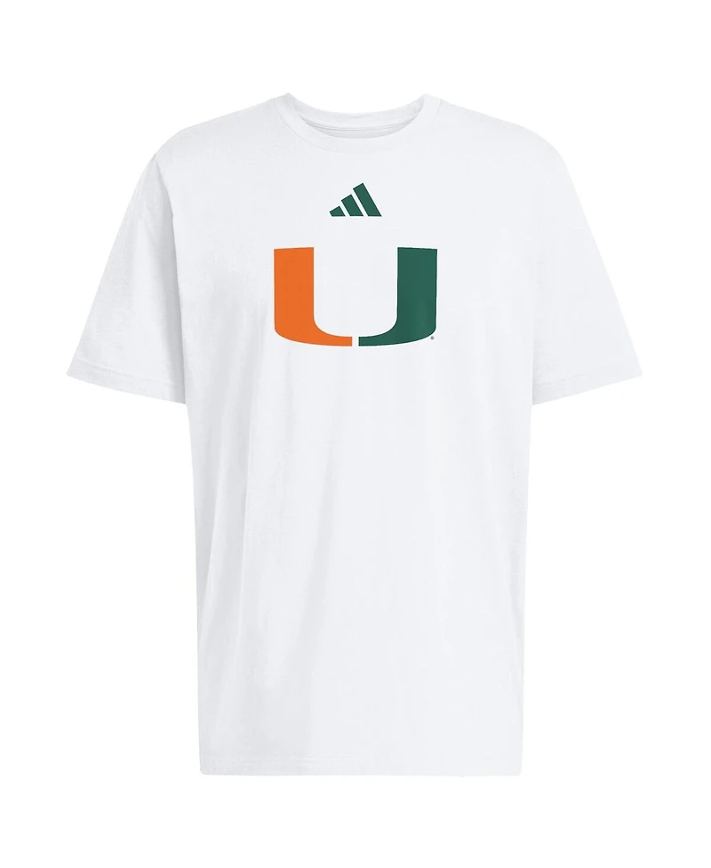Adidas Men's White Miami Hurricanes Locker Logo T-Shirt