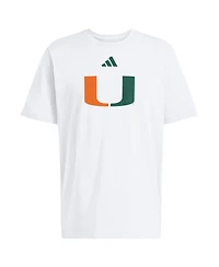 Adidas Men's White Miami Hurricanes Locker Logo T-Shirt