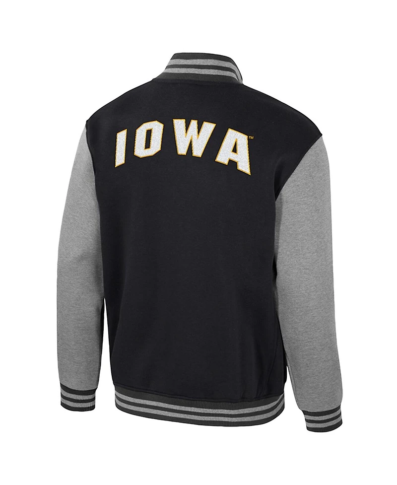 Colosseum Men's Black Iowa Hawkeyes Ambi-Turner Full-Zip Varsity Jacket