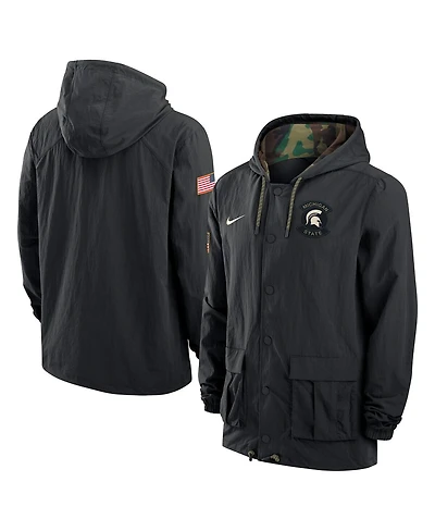 Nike Men's Black Michigan State Spartans 2025 Ncaa Military Appreciation Full-Snap Jacket