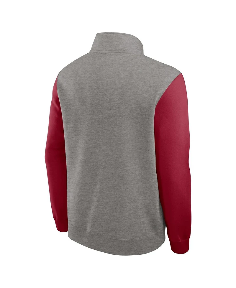 Nike Men's Heather Gray/Cardinal Stanford Cardinal Club Fleece Half-Zip Pullover Hoodie