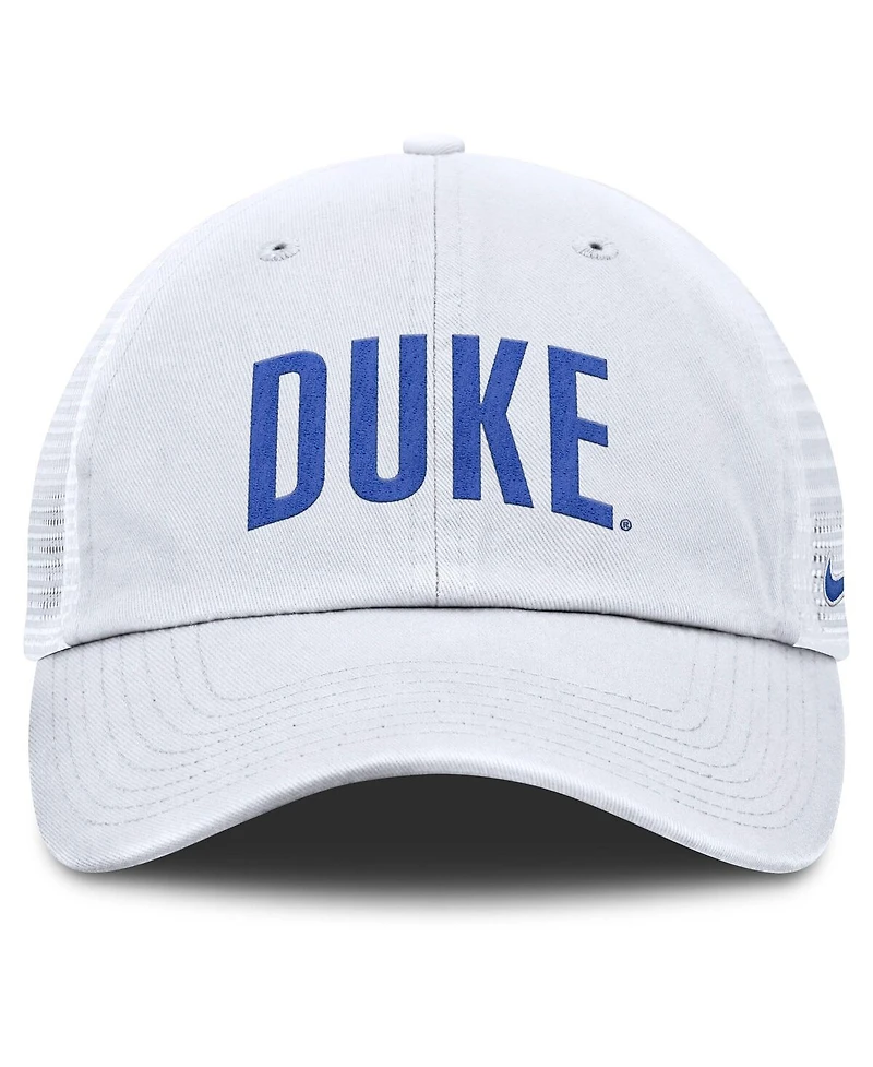 Nike Men's White Duke Blue Devils Club Campus Trucker Adjustable Hat