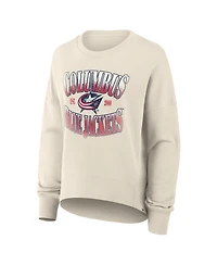 Fanatics Women's Cream Columbus Blue Jackets Oversized Slice Pullover Sweatshirt