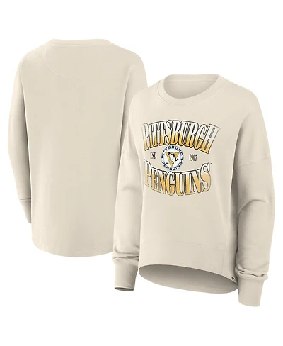 Fanatics Women's Cream Pittsburgh Penguins Oversized Vintage Slice Pullover Sweatshirt