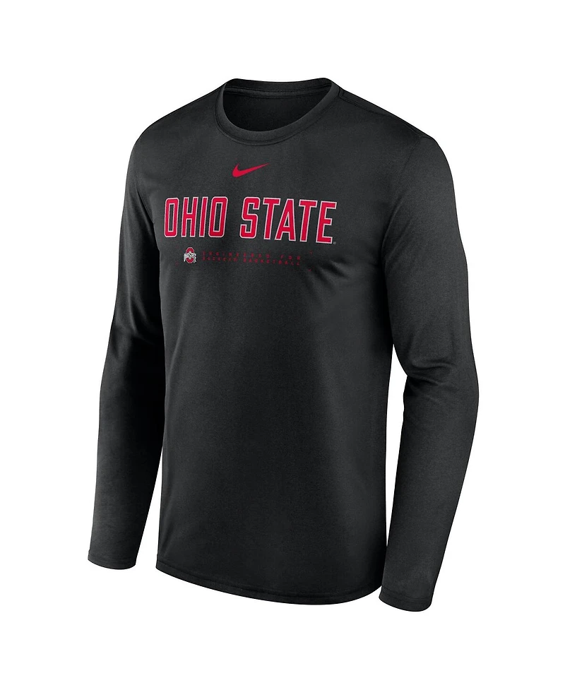 Nike Men's Black Ohio State Buckeyes 2025 Courtside Basketball Shootaround Legend Dri-fit Long Sleeve T-Shirt