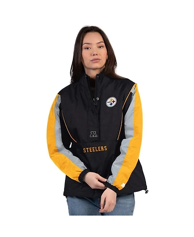 Starter Women's Black/Gold Pittsburgh Steelers Thursday Night Gridiron Half-Zip Jacket